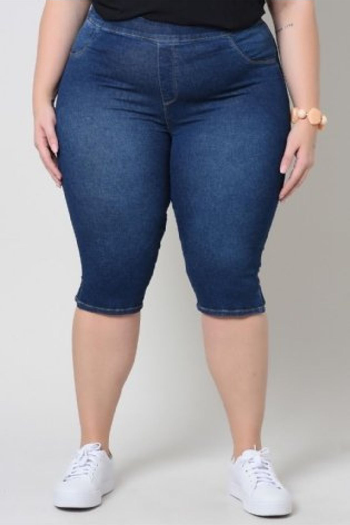 Calça corsario jeans plus sales size