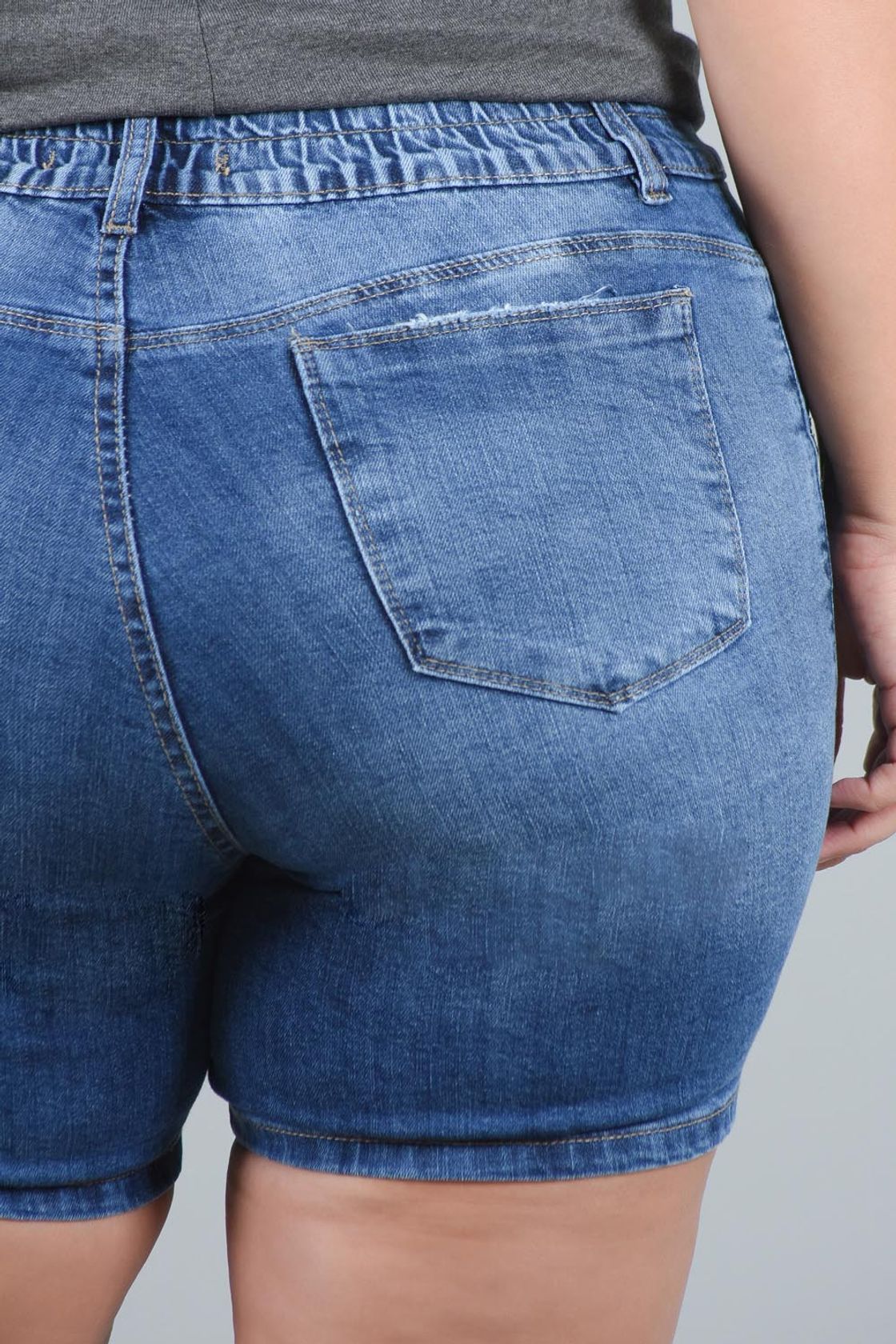 Shorts jeans com elastico feminino Plus Size - Loja Lafa Moda Plus