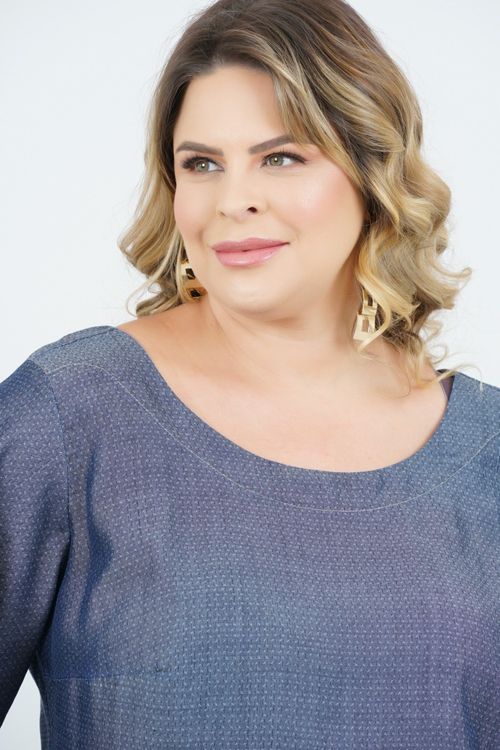 BLUSA PLUS SIZE JOAQUINA JEANS MANGA CURTA