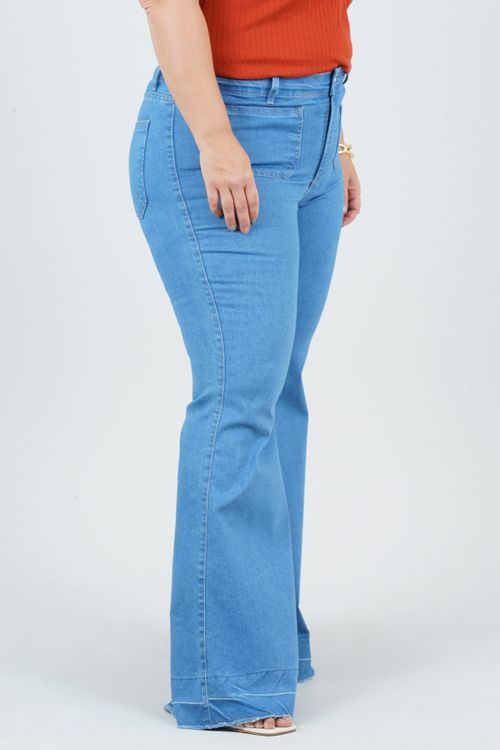 CALÇA FLARE PLUS SIZE VERDE MAR JEANS