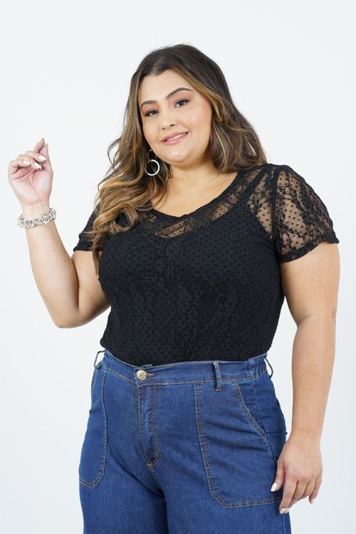 BLUSA COM REGATA PLUS SIZE MARACAJAÚ MANGA CURTA
