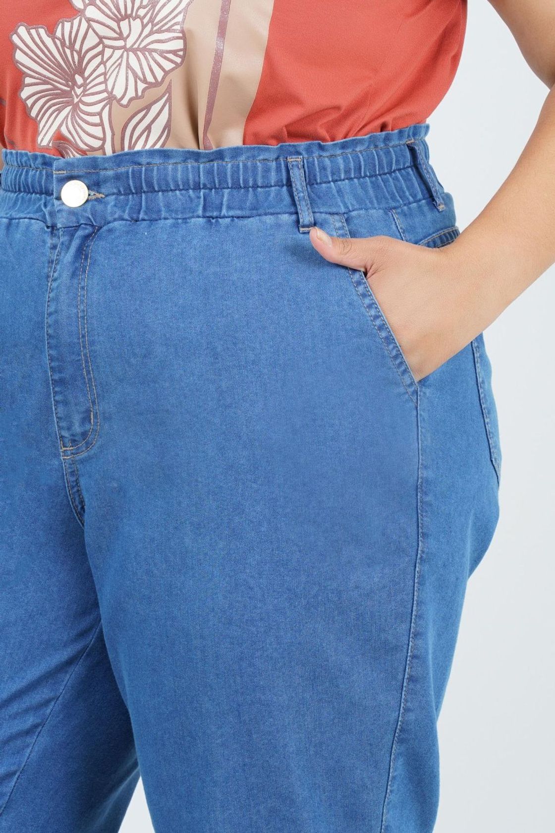 Calça Jeans Jegging Cropped Elastic Denim