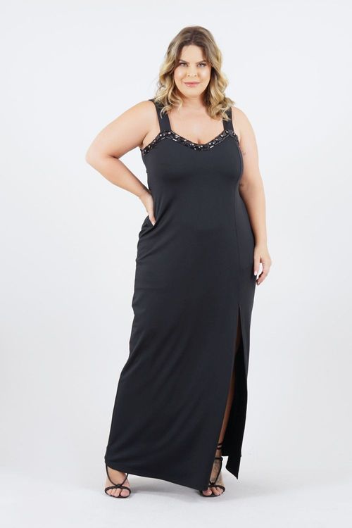 VESTIDO PLUS SIZE CASA CAIADA LONGO