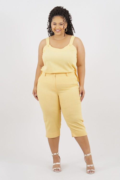 CALÇA CORSÁRIO PLUS SIZE JAGUARUNA LINHO