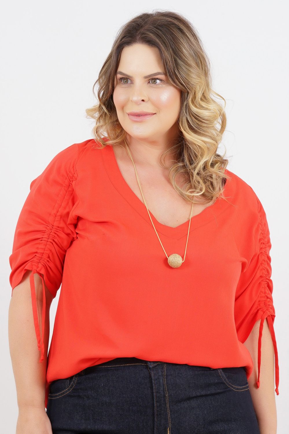 BLUSA PLUS SIZE PRAIA DA ENSEADINHA MANGA 3/4