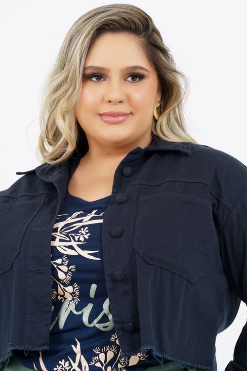 Jaqueta Cropped Plus Size Jamaica Manga Longa