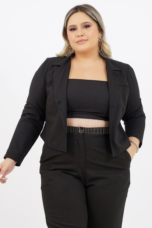 Blazer Cropped Plus Size Nicarágua Manga Longa