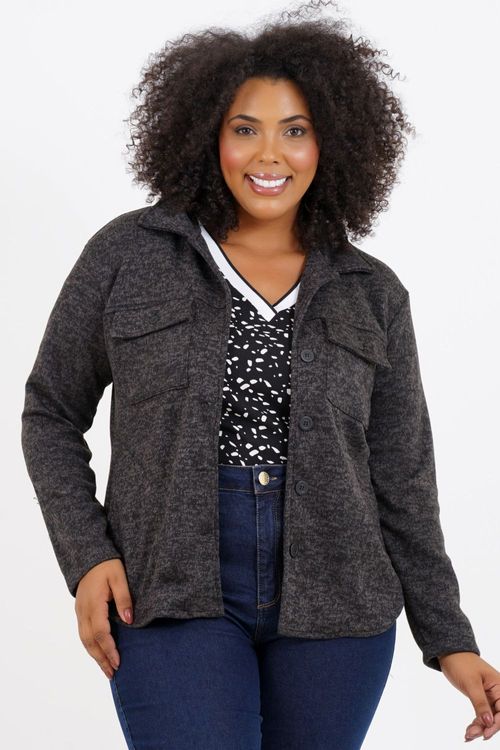 Jaqueta Shacket Plus Size Libéria Manga Longa