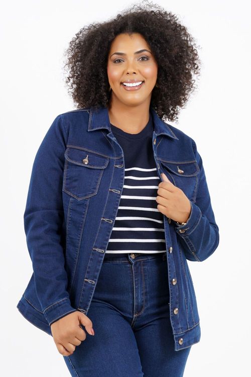 Jaqueta Plus Size Barbados Manga Longa Jeans
