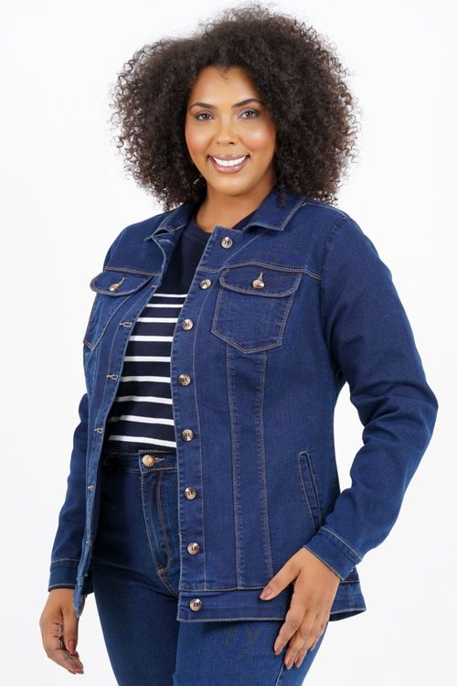 Jaqueta Plus Size Barbados Manga Longa Jeans