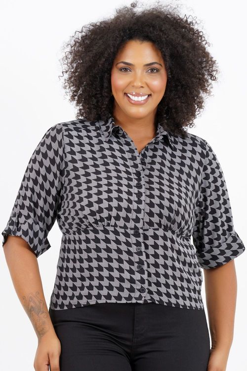 Camisa Cropped Plus Size Iraque Manga 3/4