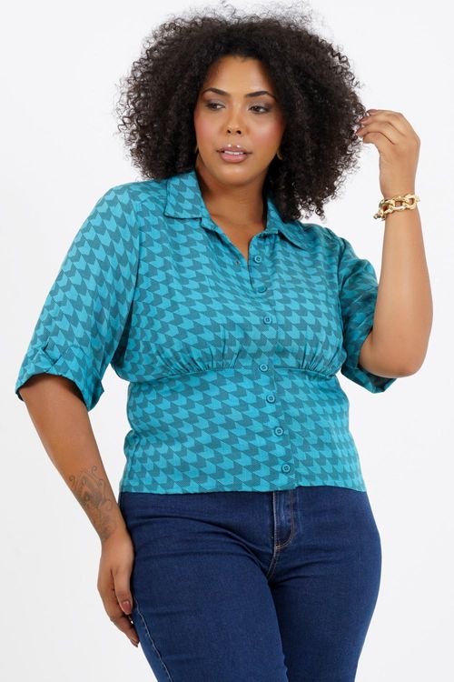 Camisa Cropped Plus Size Iraque Manga 3/4