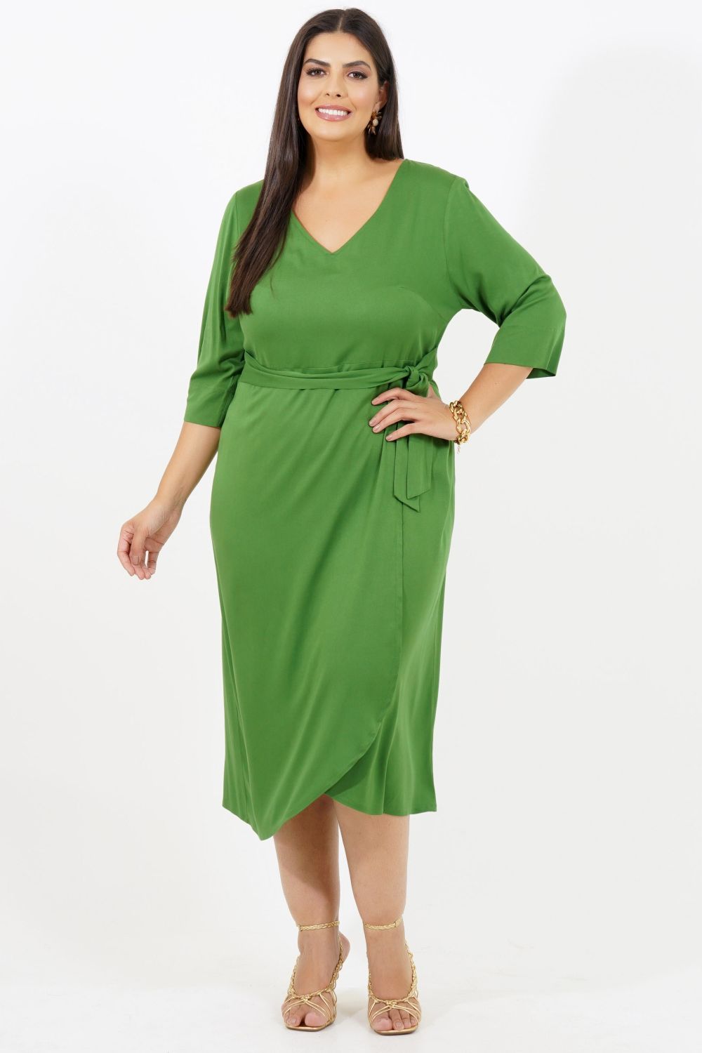 Olive green plus size hot sale dress