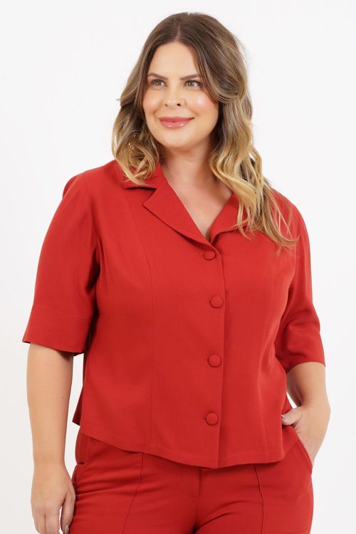 Blazer Cropped Plus Size Gabão