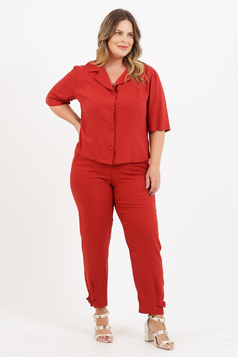 Blazer Cropped Plus Size Gabão
