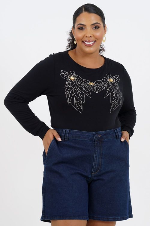 Blusa Cropped Plus Size Índia Manga Longa