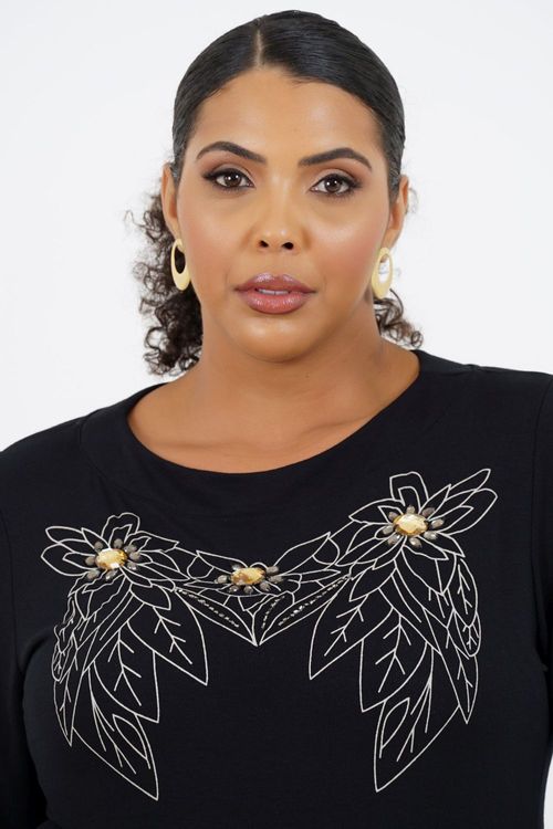 Blusa Cropped Plus Size Índia Manga Longa
