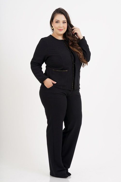 Calça Reta Plus Size Tweed Eslováquia