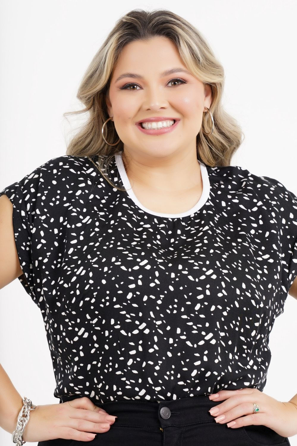 Blusa Plus Size Dulce Manga Curta