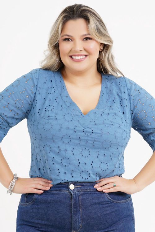 Blusa Plus Size Dandara Laise Manga 3/4