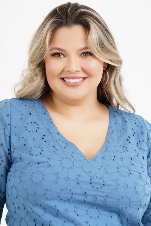 Blusa Plus Size Dandara Laise Manga 3/4