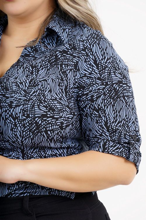 Camisa Cropped Plus Size Dóris Manga 3/4