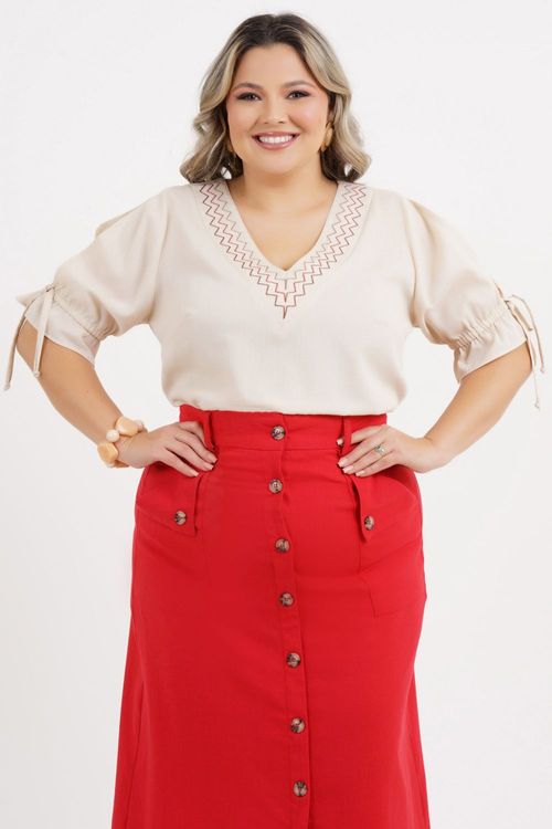 Blusa Cropped Plus Size Regina Manga 3/4