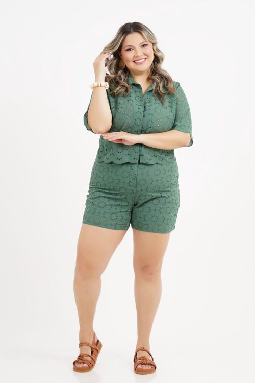 Blusa Cropped Plus Size Sophia Laise Manga 3/4