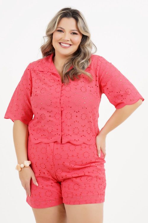 Blusa Cropped Plus Size Sophia Laise Manga 3/4