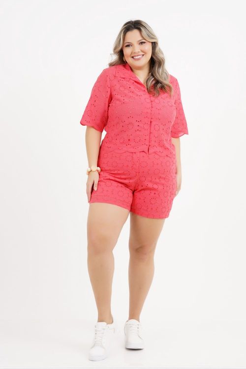 Blusa Cropped Plus Size Sophia Laise Manga 3/4