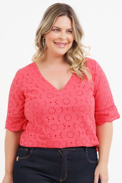 Blusa Plus Size Dandara Laise Manga 3/4