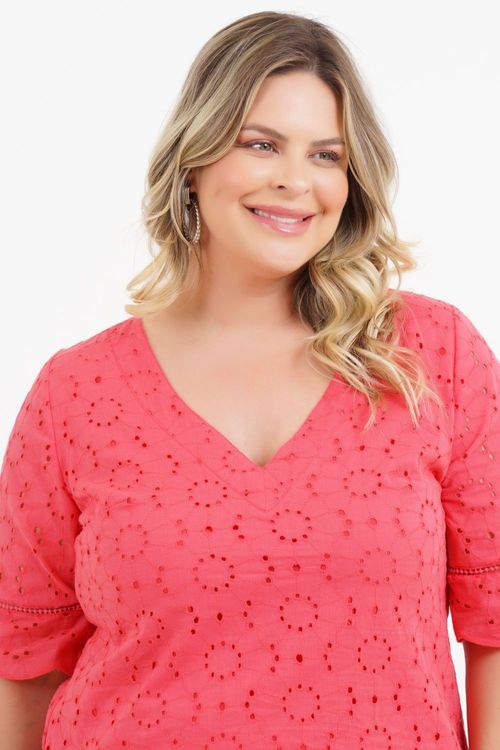 Blusa Plus Size Dandara Laise Manga 3/4