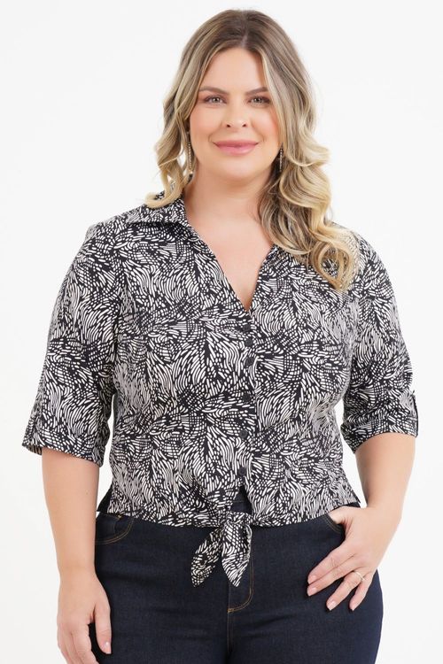 Camisa Cropped Plus Size Dóris Manga 3/4