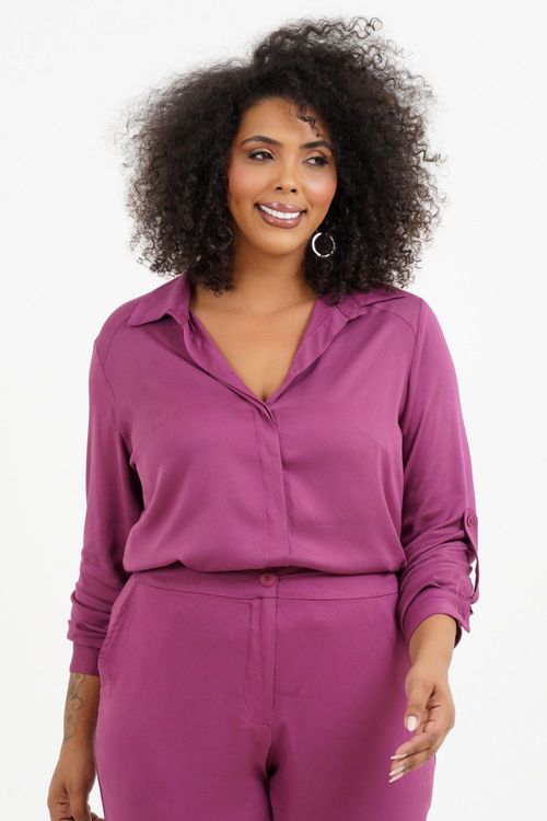 Camisa Plus Size Gâmbia Manga Longa