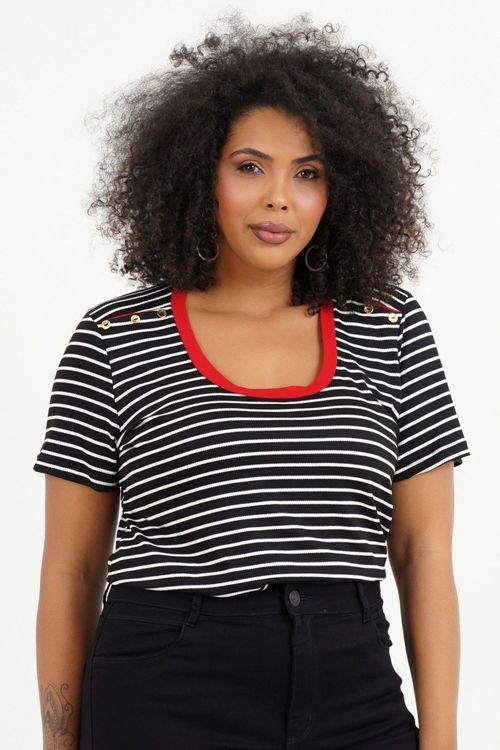 Blusa Plus Size Brigite Manga Curta