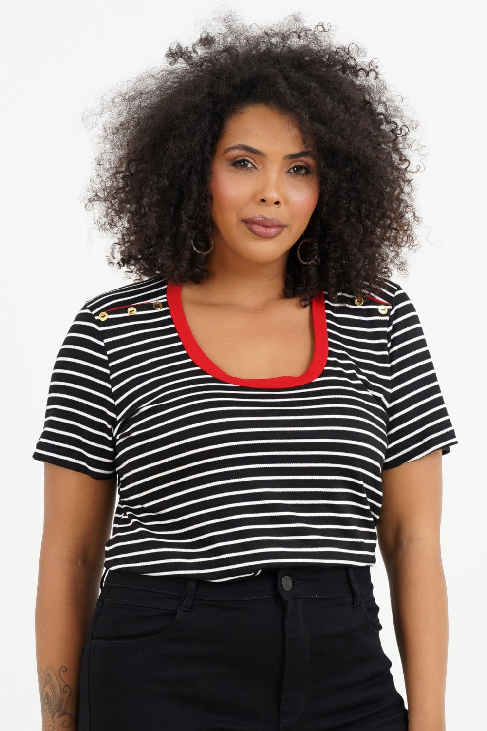Blusa Plus Size Brigite Manga Curta
