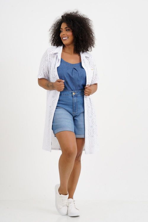 Camisão Plus Size Edna Laise Manga Curta