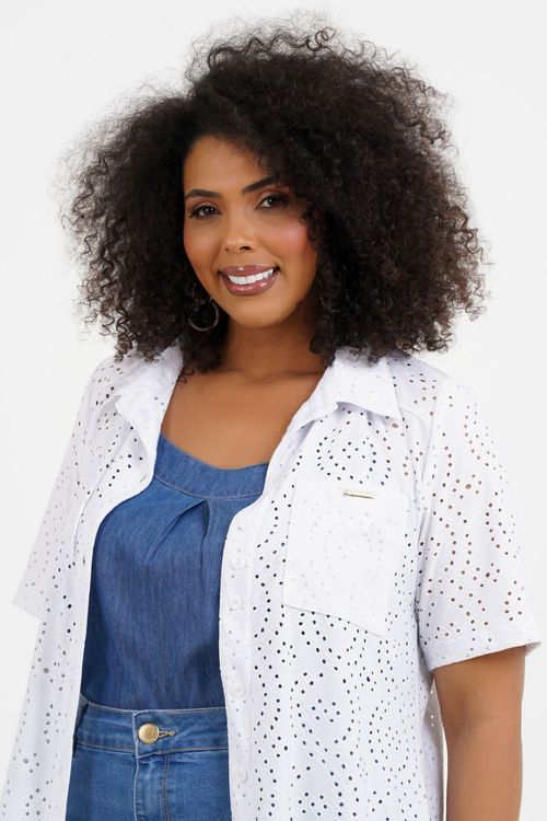 Camisão Plus Size Edna Laise Manga Curta