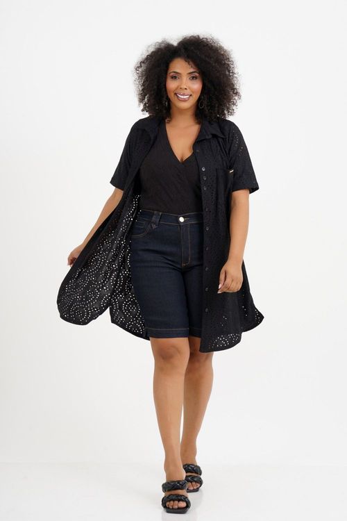 Camisão Plus Size Edna Laise Manga Curta