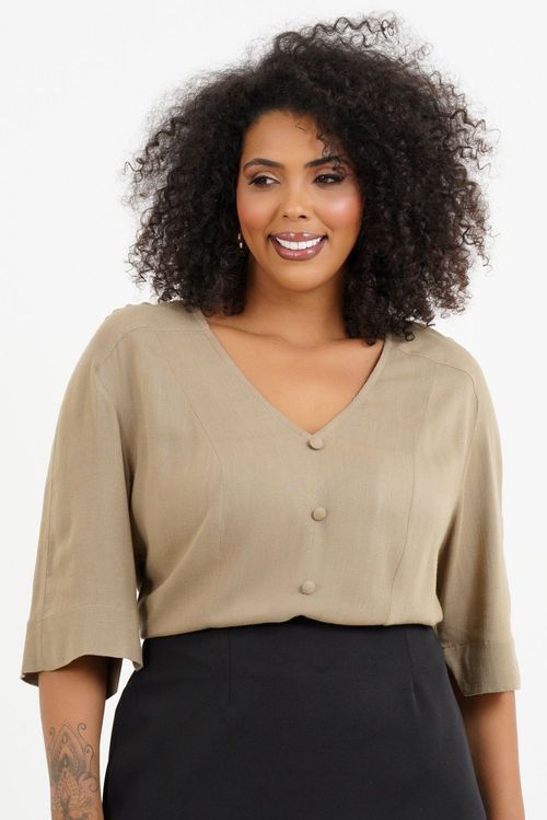 Blusa Plus Size Jade Manga Curta