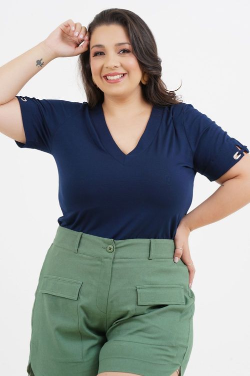 Blusa Plus Size Cinthia Manga Curta
