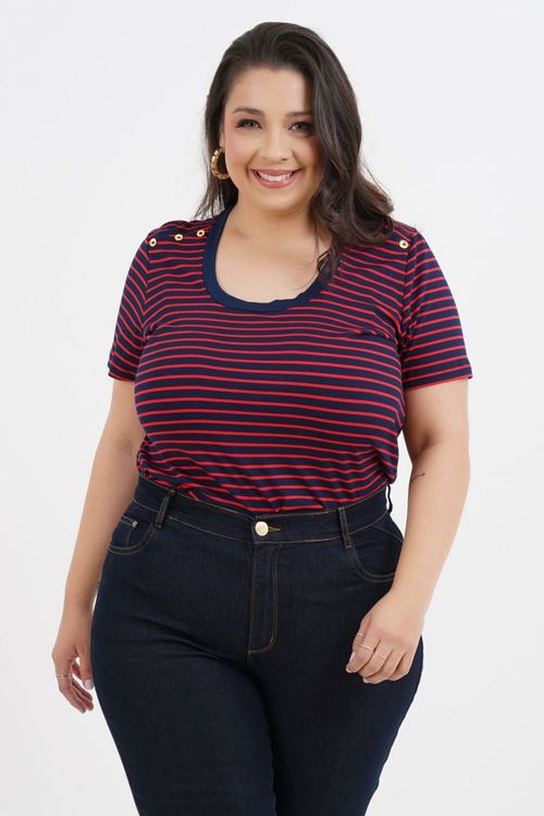 Blusa Plus Size Brigite Manga Curta