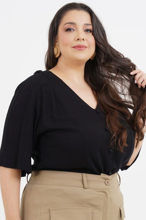 Blusa Plus Size Jade Manga Curta