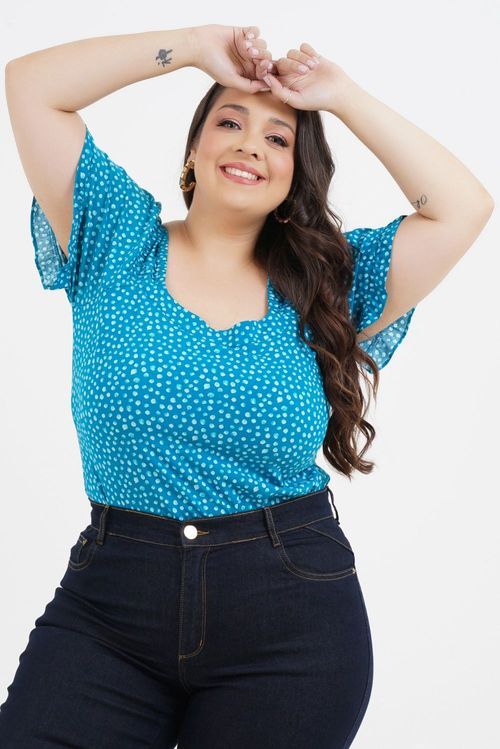 Blusa Plus Size Odete Manga Curta