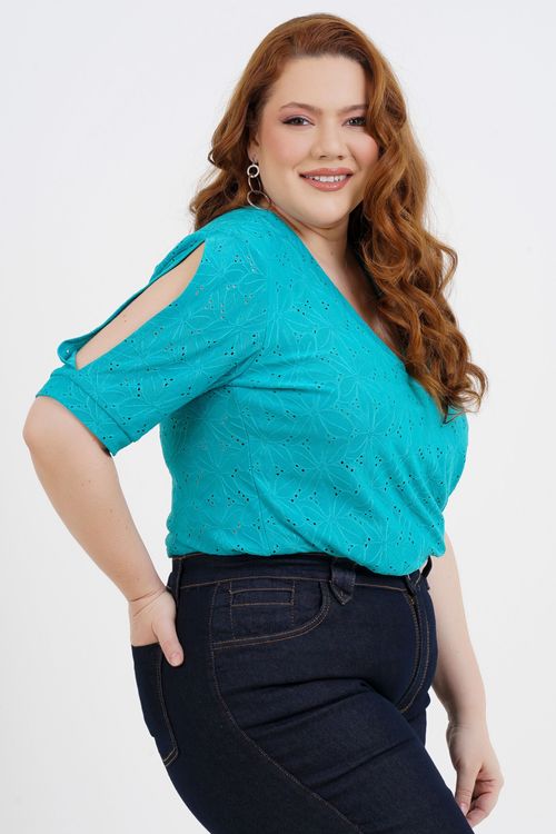Blusa Plus Size Jordana Laise Manga Curta