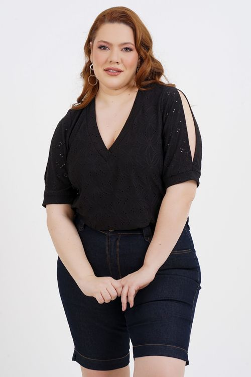 Blusa Plus Size Jordana Laise Manga Curta