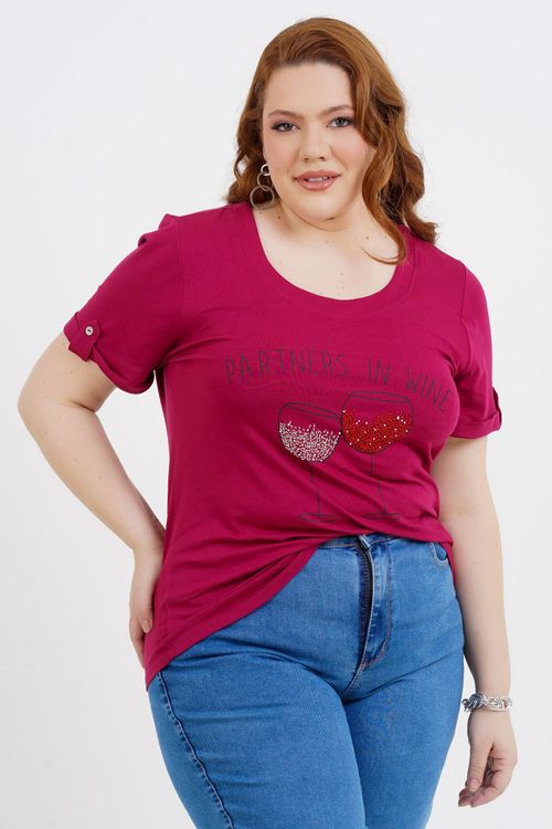 Blusa Plus Size Evelyn Manga Curta