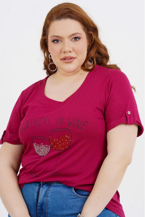 Blusa Plus Size Evelyn Manga Curta