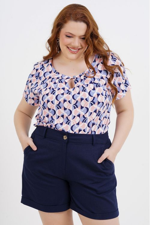 Blusa Plus Size Flora Manga Curta