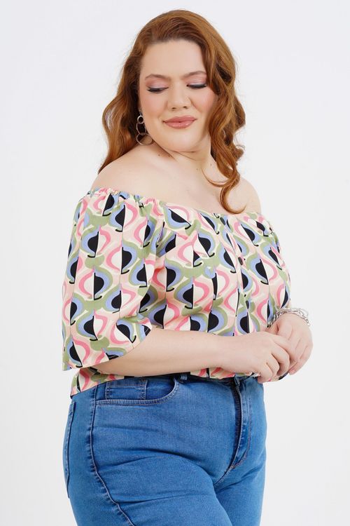Blusa Plus Size Nadine Manga Curta